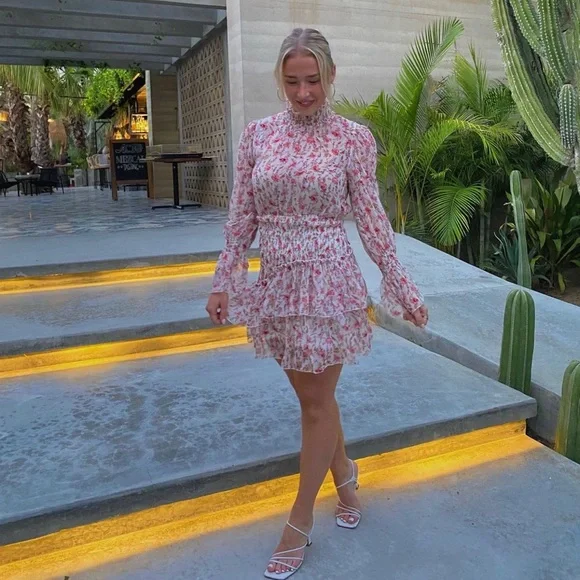 open lace back dress Emily Maxi Dress Pink Floral
